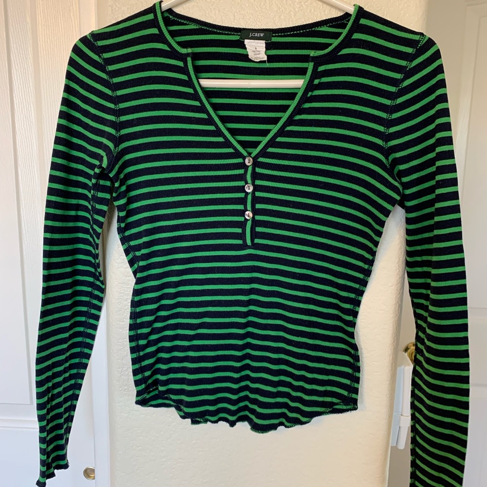 J. Crew Ribbed Long Sleeve Henley Size M